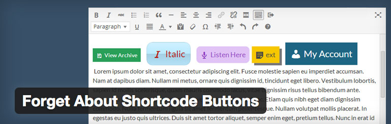 wordpress plugin forget about shortcodes buttons