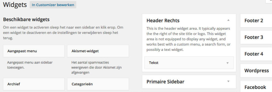 wordpress widgets pagina