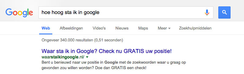 hoe hoog sta ik in google