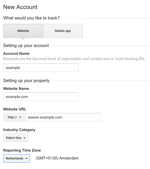 google analytics nieuw account