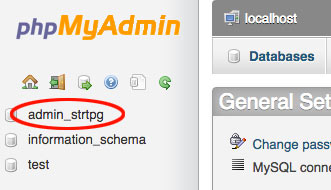 phpmyadmin database selecteren