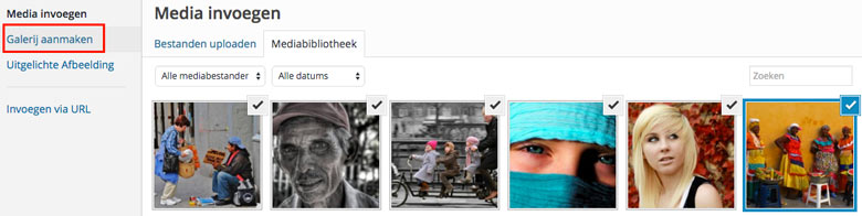 WordPress fotoalbum afbeeldingen toevoegen