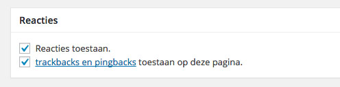wordpress reacties op pagina