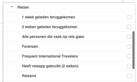 facebook doelgroep reizen