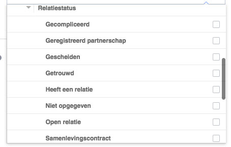 facebook doelgroep relatie status