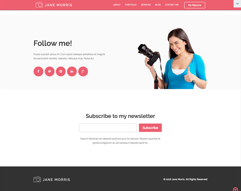 wordpress theme photographer portfolio