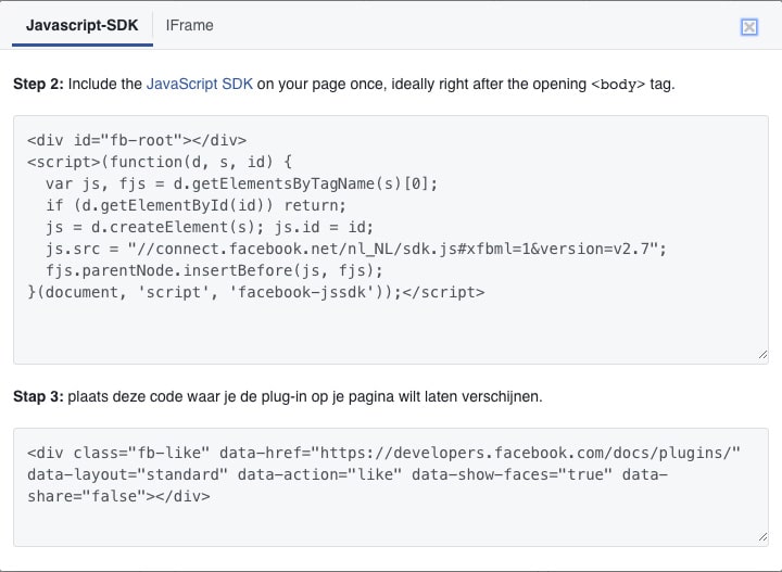 Facebook like button code