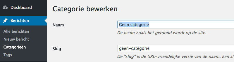 wordpress categorie naam aanpassen