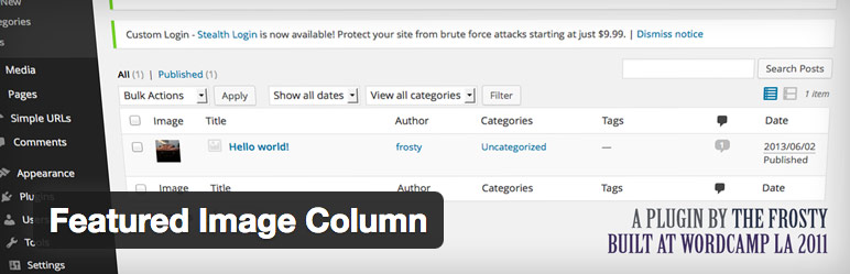 wordpress plugin featured image column