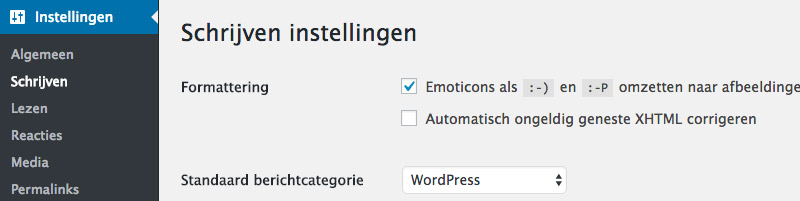 wordpress standaard categorie