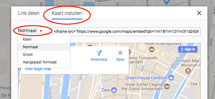 google maps op website