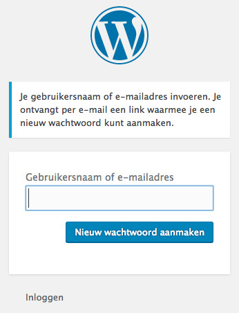 nieuw wordpress wachtwoord opvragen