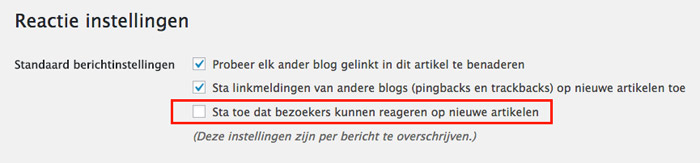 wordpress reacties uitschakelen
