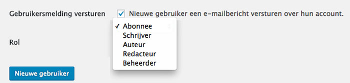 wordpress rol toekennen