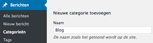 nieuwe wordpress categorie toevoegen