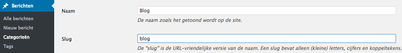 wordpress nieuwe categorie naam