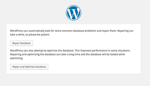 Repair WordPress database